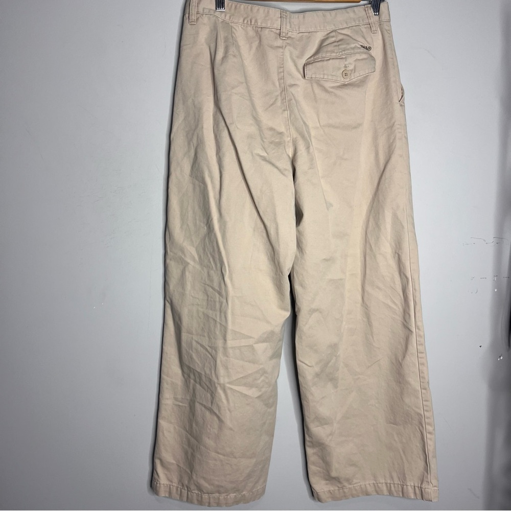 Aritzia TNA 90s Chino Pant Cotton Twill Relaxed Pleated Trousers, Tan, size 10 - Picture 8 of 16